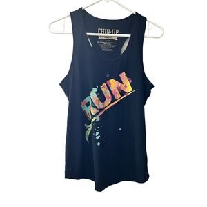 Chin Up Women's Athletic Sporty Sleeveless Racerback Graphic Tank Sz S